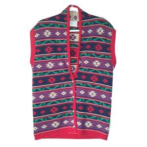 Vintage Pendleton Wool Sweater Vest Longline Aztec Tribal Southwestern L